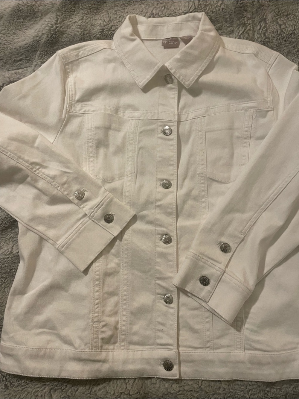 Chico's White Button-Front Denim Jacket